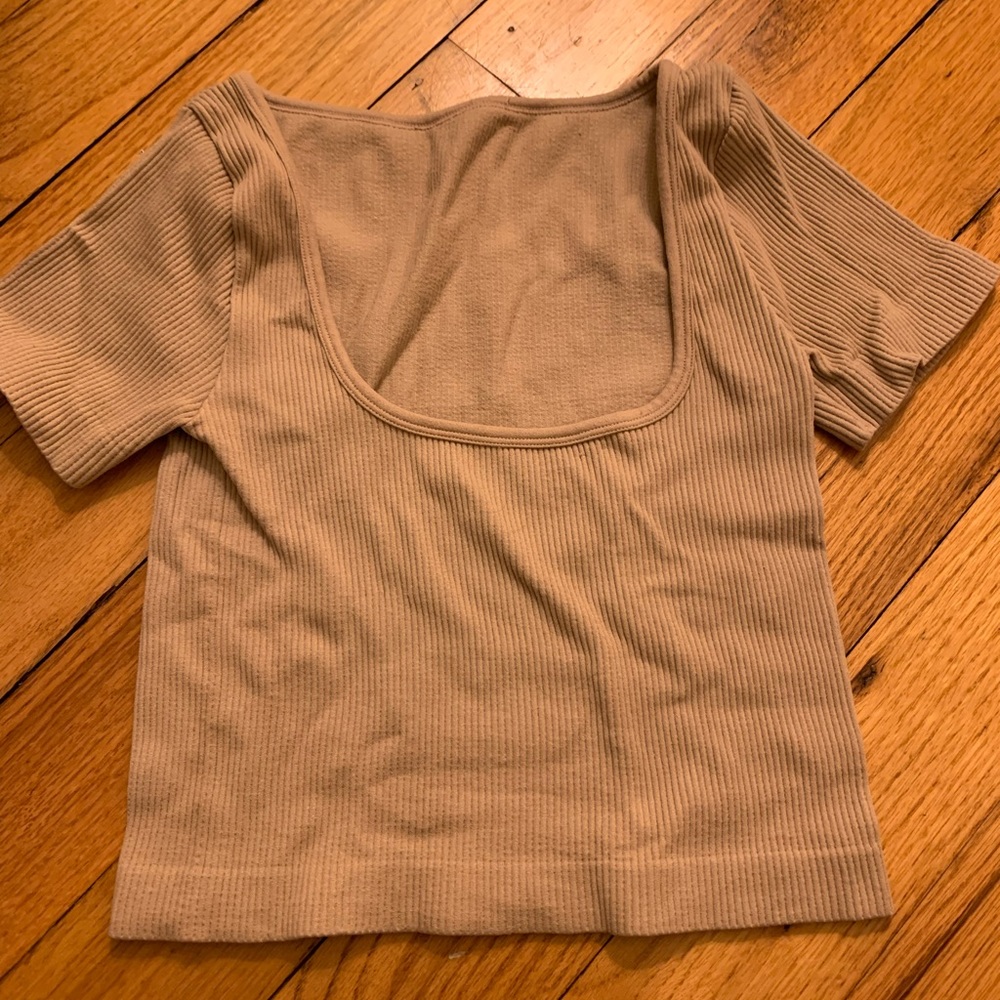 Khaki U neck Crop Top